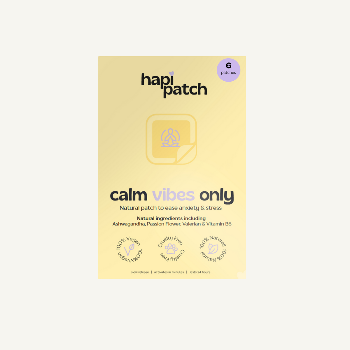 لصقات Calm Vibes Only من Hapi Patch، عبوة من 6 لصقات
