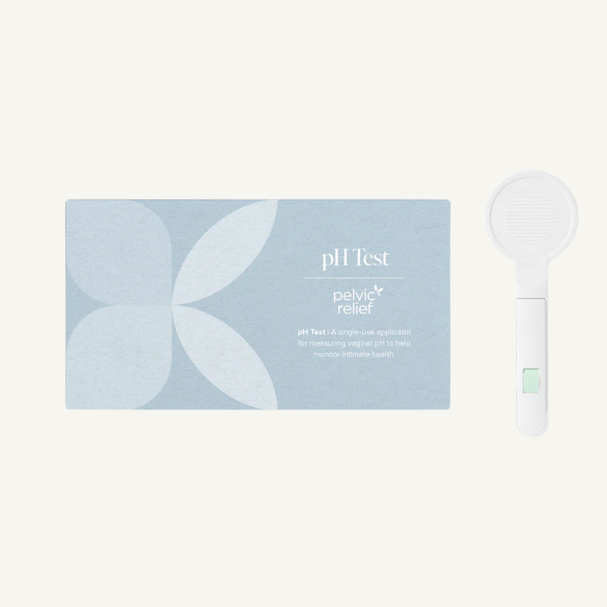Pelvic Relief at home vaginal pH test kit, box and applicator