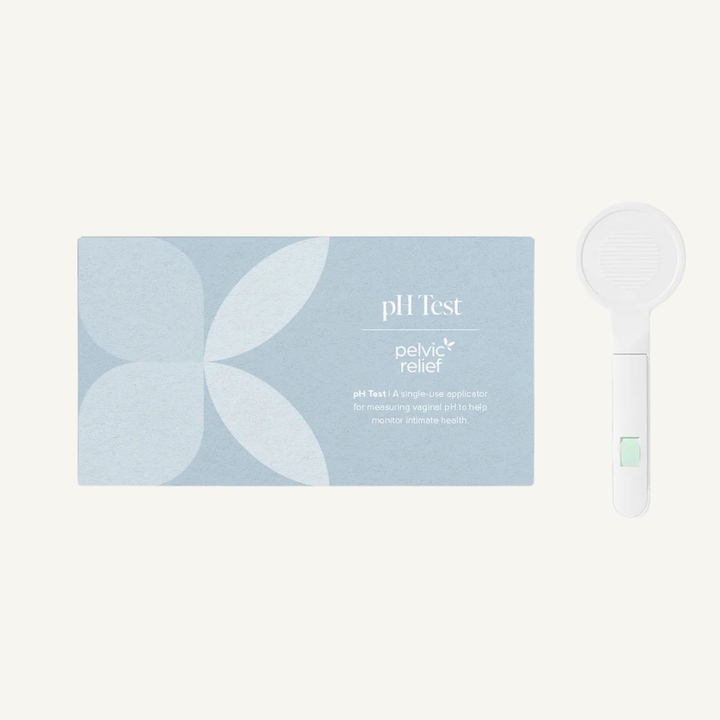 Pelvic Relief at home vaginal pH test kit, box and applicator