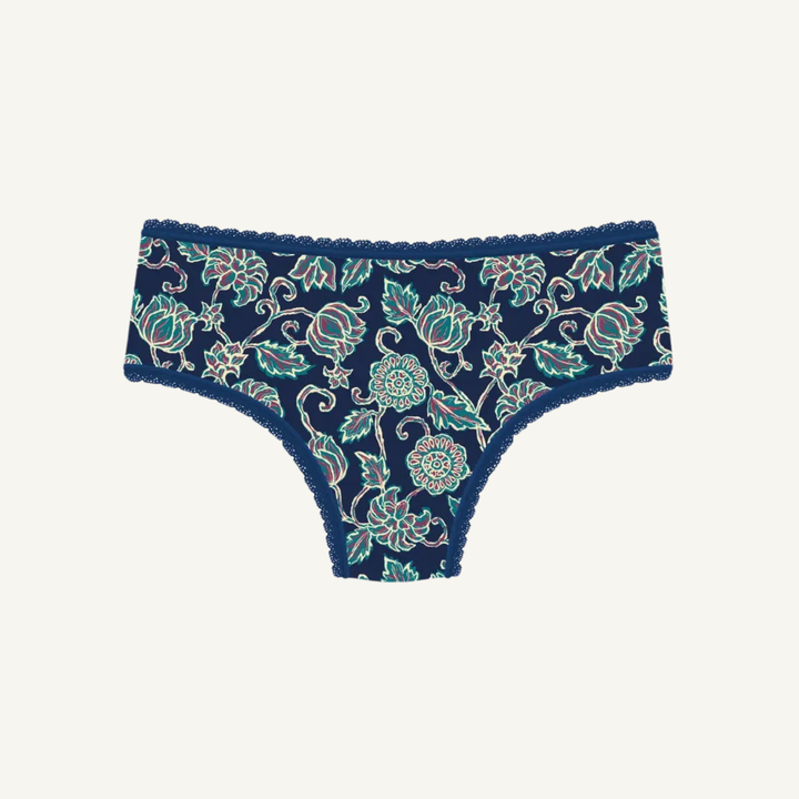 Réjeanne Callie period hiphugger in navy floral Mayfair print, heavy flow