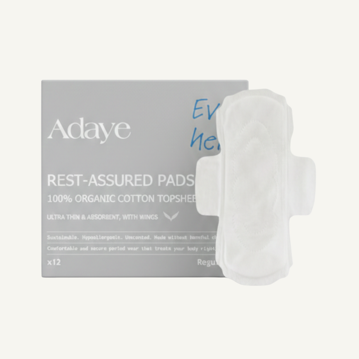 Adaye Rest-Assured Pads, organic cotton topsheet, pack of 12