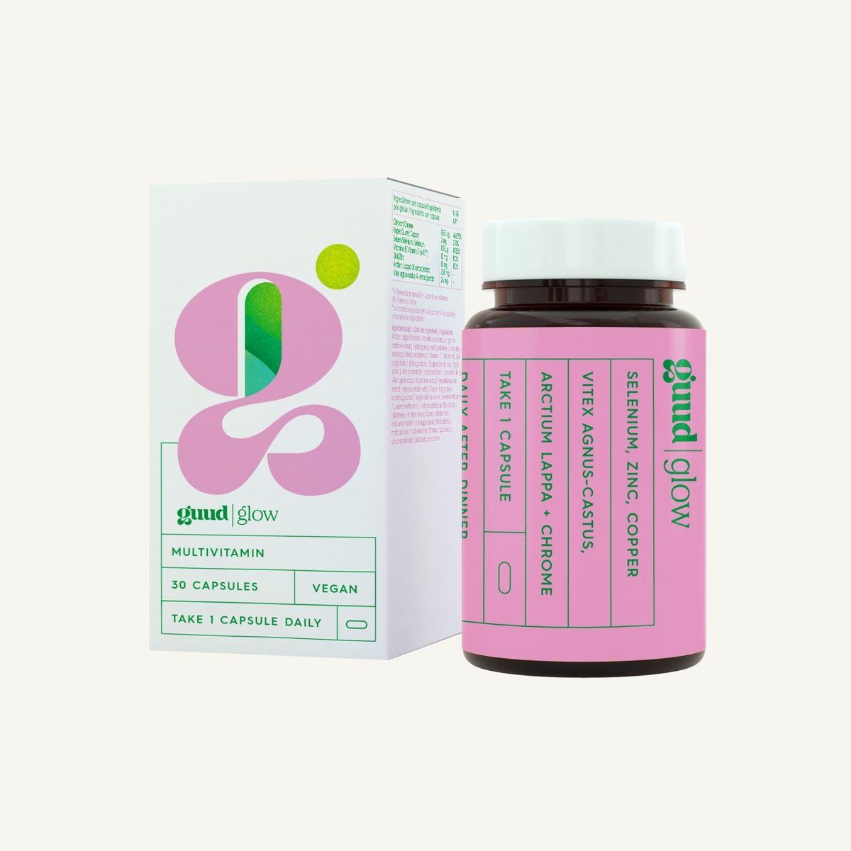 GUUD Glow skin and hair supplement jar and box
