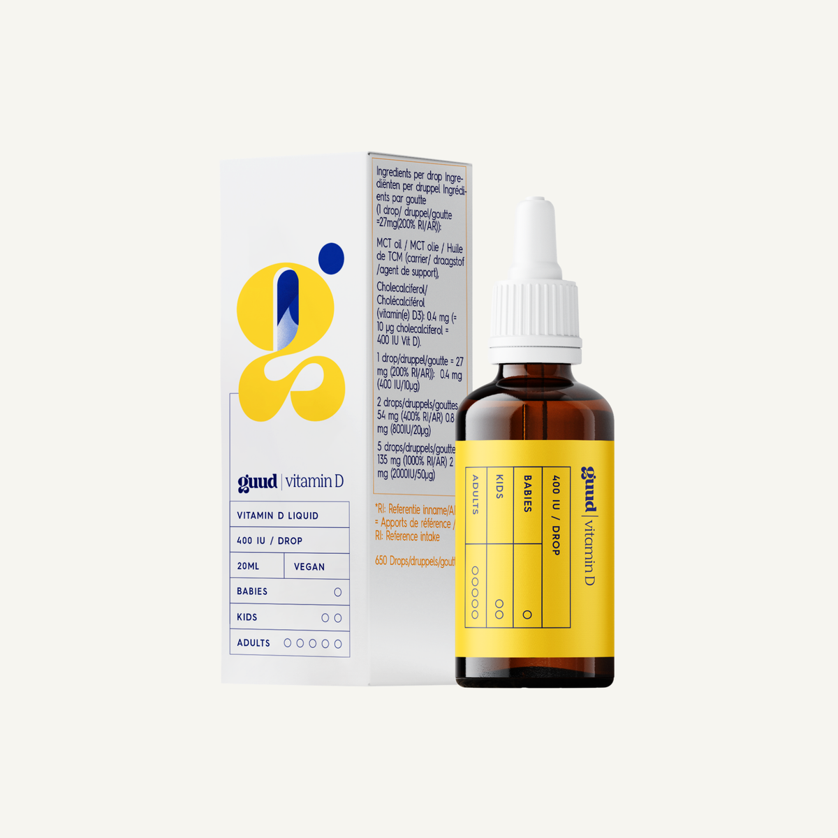 GUUD Vitamin D liquid drops bottle and box
