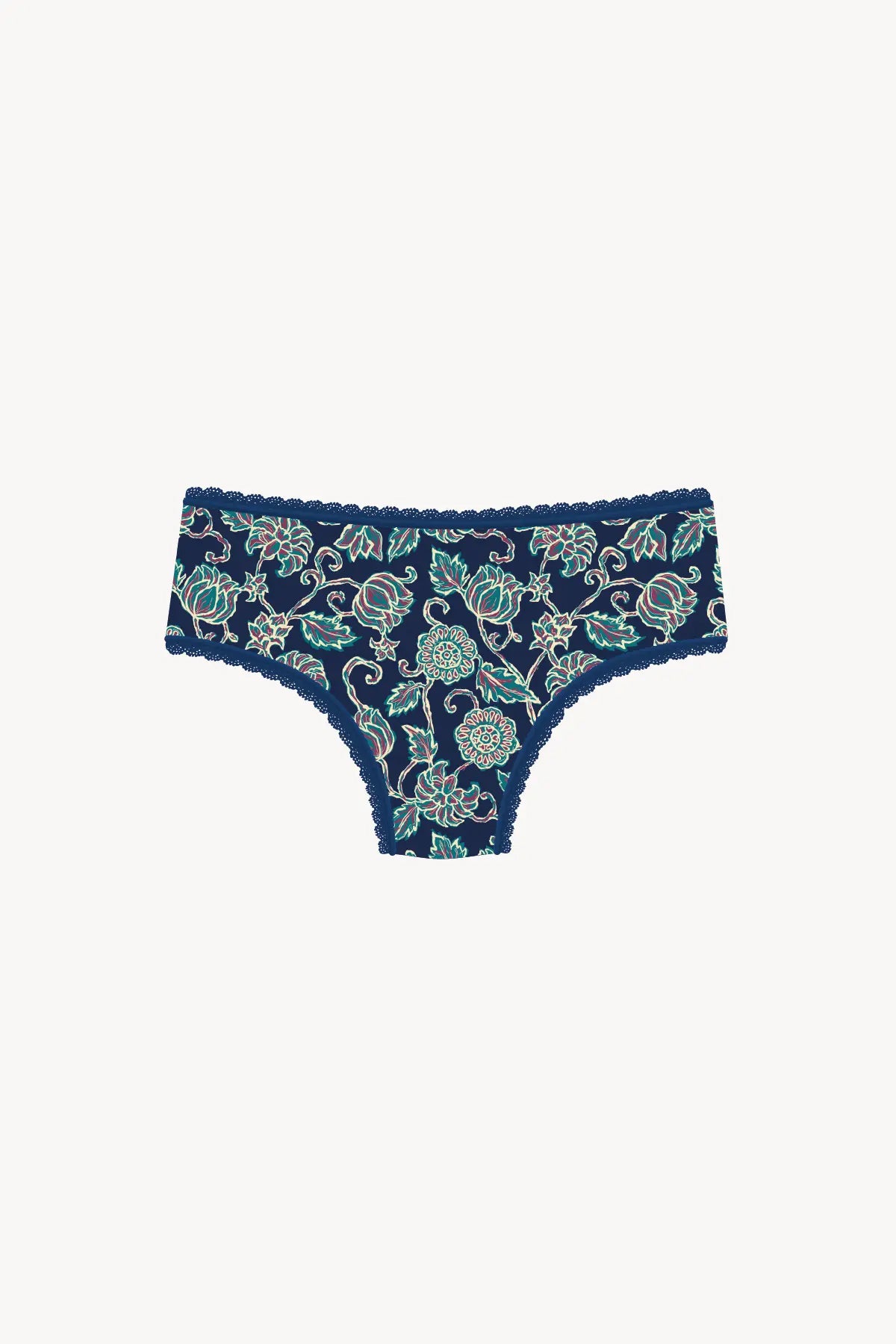 Réjeanne Callie period hiphugger in navy floral print, front view